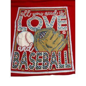 Girlie Girl Originals Red All You Need Is Love & Baseball Graphic T-Shirt 3XL